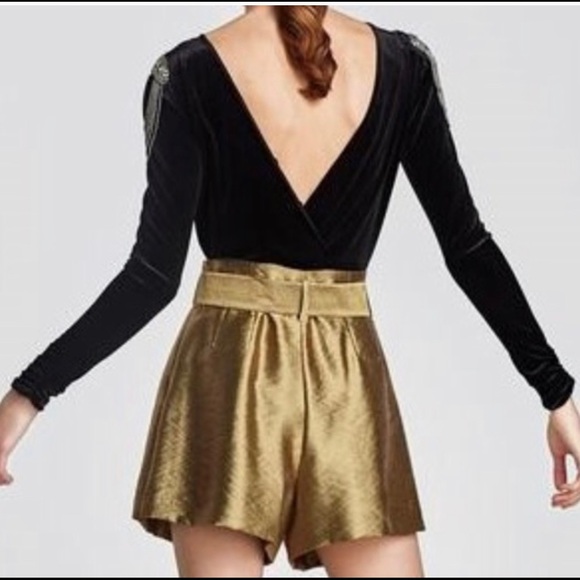 Zara Gold Tie Shorts - Picture 3 of 4